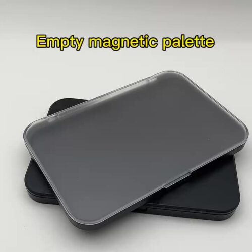 Premium Magnetic Empty Eyeshadow Palette - ABS Plastic Refillable Case with Frosted ClearMatte Black Lid
