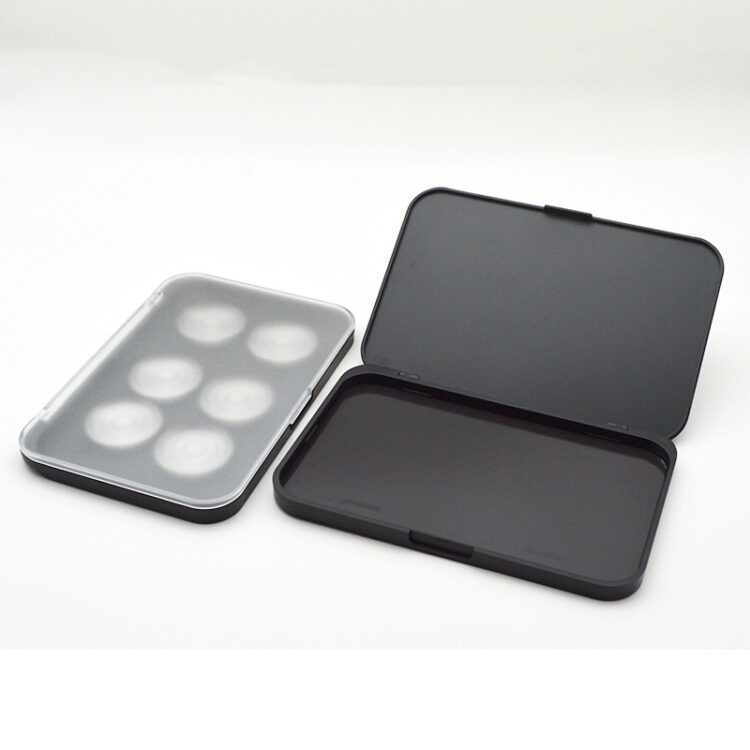 Premium Magnetic Empty Eyeshadow Palette - ABS Plastic Refillable Case with Frosted ClearMatte Black Lid