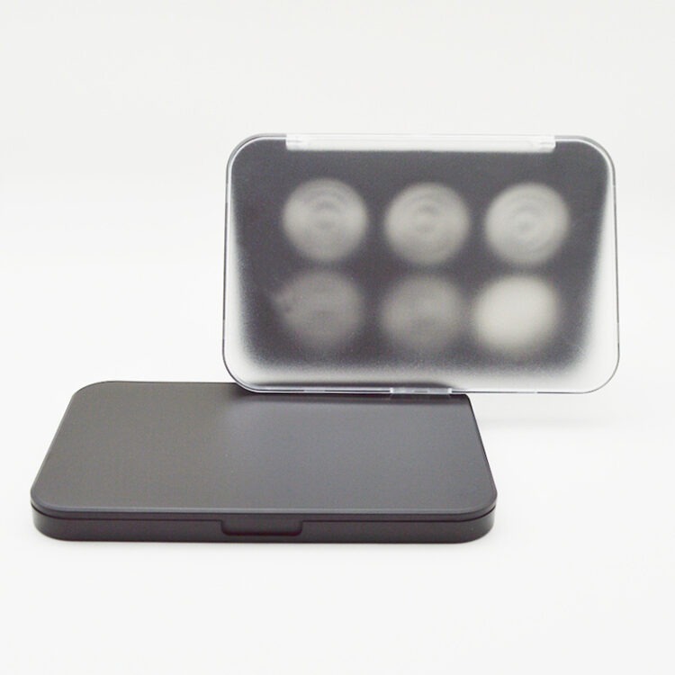 Premium Magnetic Empty Eyeshadow Palette - ABS Plastic Refillable Case with Frosted ClearMatte Black Lid