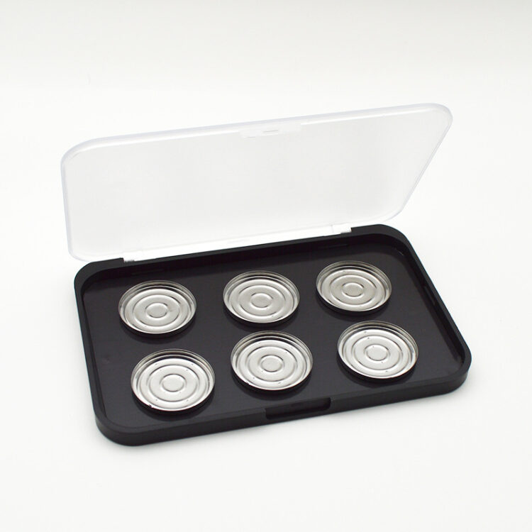 Premium Magnetic Empty Eyeshadow Palette - ABS Plastic Refillable Case with Frosted ClearMatte Black Lid