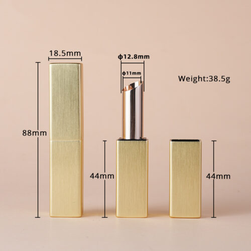 Square Gold Brushed Lipstick Tube
