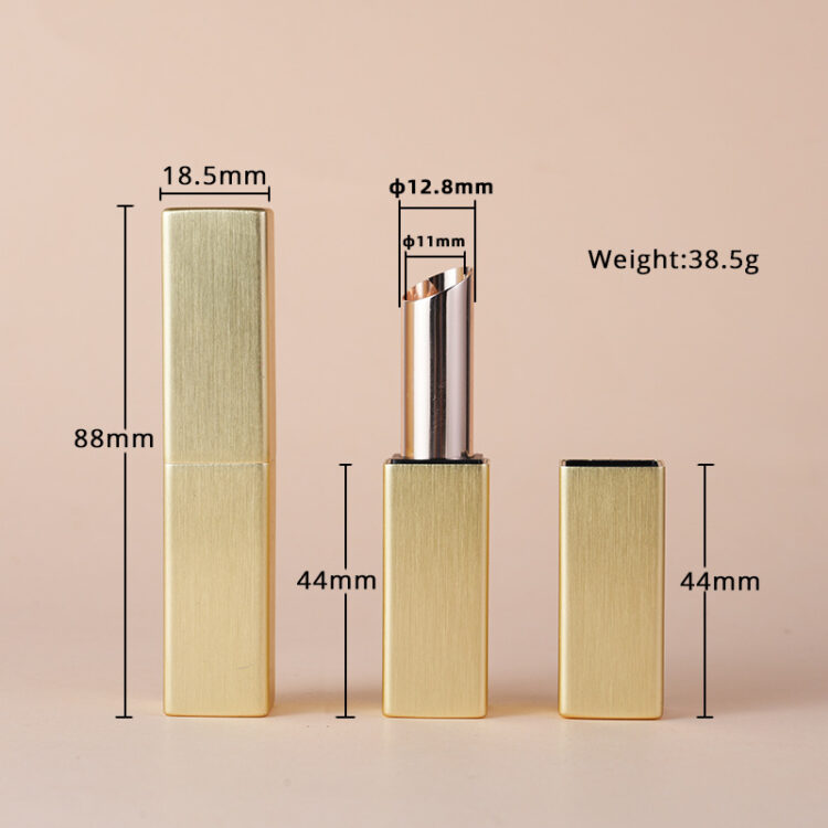 Square Gold Brushed Lipstick Tube