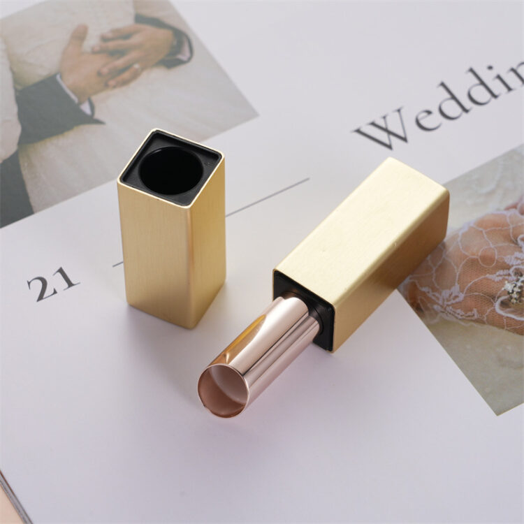 Square Gold Brushed Lipstick Tube