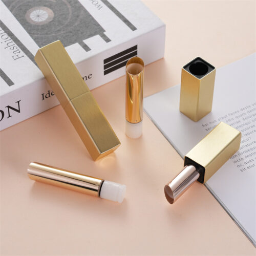 Square Gold Brushed Lipstick Tube