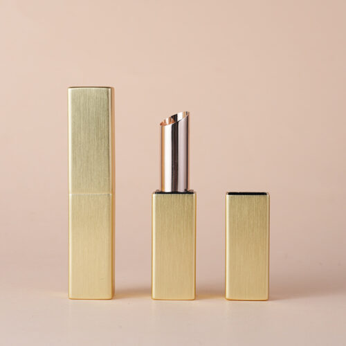 Square Gold Brushed Lipstick Tube