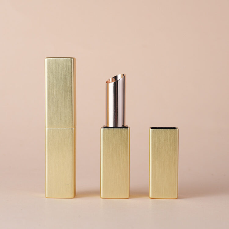 Square Gold Brushed Lipstick Tube