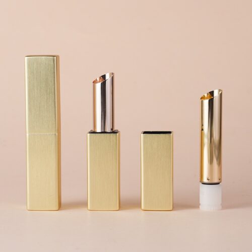 Square Gold Brushed Lipstick Tube