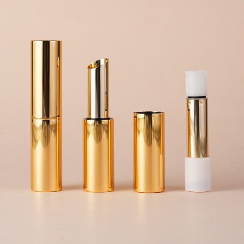 Customizable Aluminum Magnetic Lipstick Tube with Gold Finish