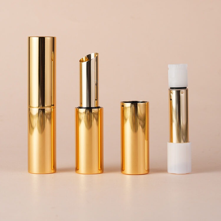 Customizable Aluminum Magnetic Lipstick Tube with Gold Finish