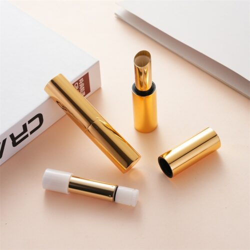 Customizable Aluminum Magnetic Lipstick Tube with Gold Finish