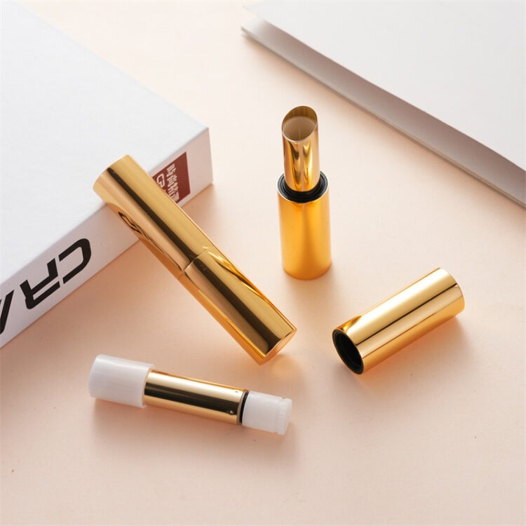 Customizable Aluminum Magnetic Lipstick Tube with Gold Finish