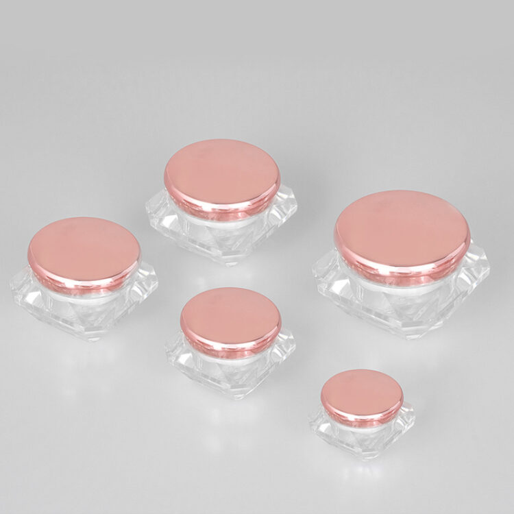 Diamond-Cut Acrylic Cream Jar - Leak-Proof Cosmetic Container, Multi-Size Options & Custom Branding