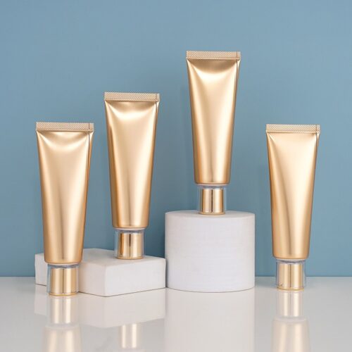 Glossy Gold Aluminum-Plastic Tubes - 50g Leak-Proof Packaging for Sunscreen & Cleansers (MOQ 500)