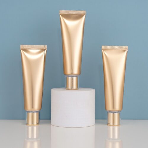 Glossy Gold Aluminum-Plastic Tubes - 50g Leak-Proof Packaging for Sunscreen & Cleansers (MOQ 500)