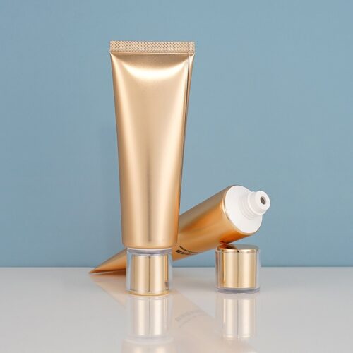 Glossy Gold Aluminum-Plastic Tubes - 50g Leak-Proof Packaging for Sunscreen & Cleansers (MOQ 500)