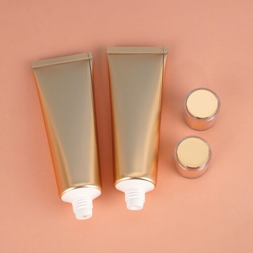 Glossy Gold Aluminum-Plastic Tubes - 50g Leak-Proof Packaging for Sunscreen & Cleansers (MOQ 500)