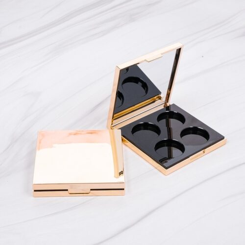 Modular 4-Pan Square Makeup Palette - Customizable ABS Compact Case with Secure Clasp & Logo Design
