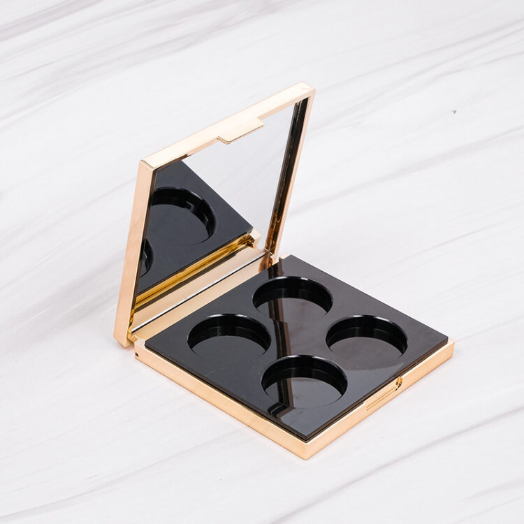 Modular 4-Pan Square Makeup Palette - Customizable ABS Compact Case with Secure Clasp & Logo Design